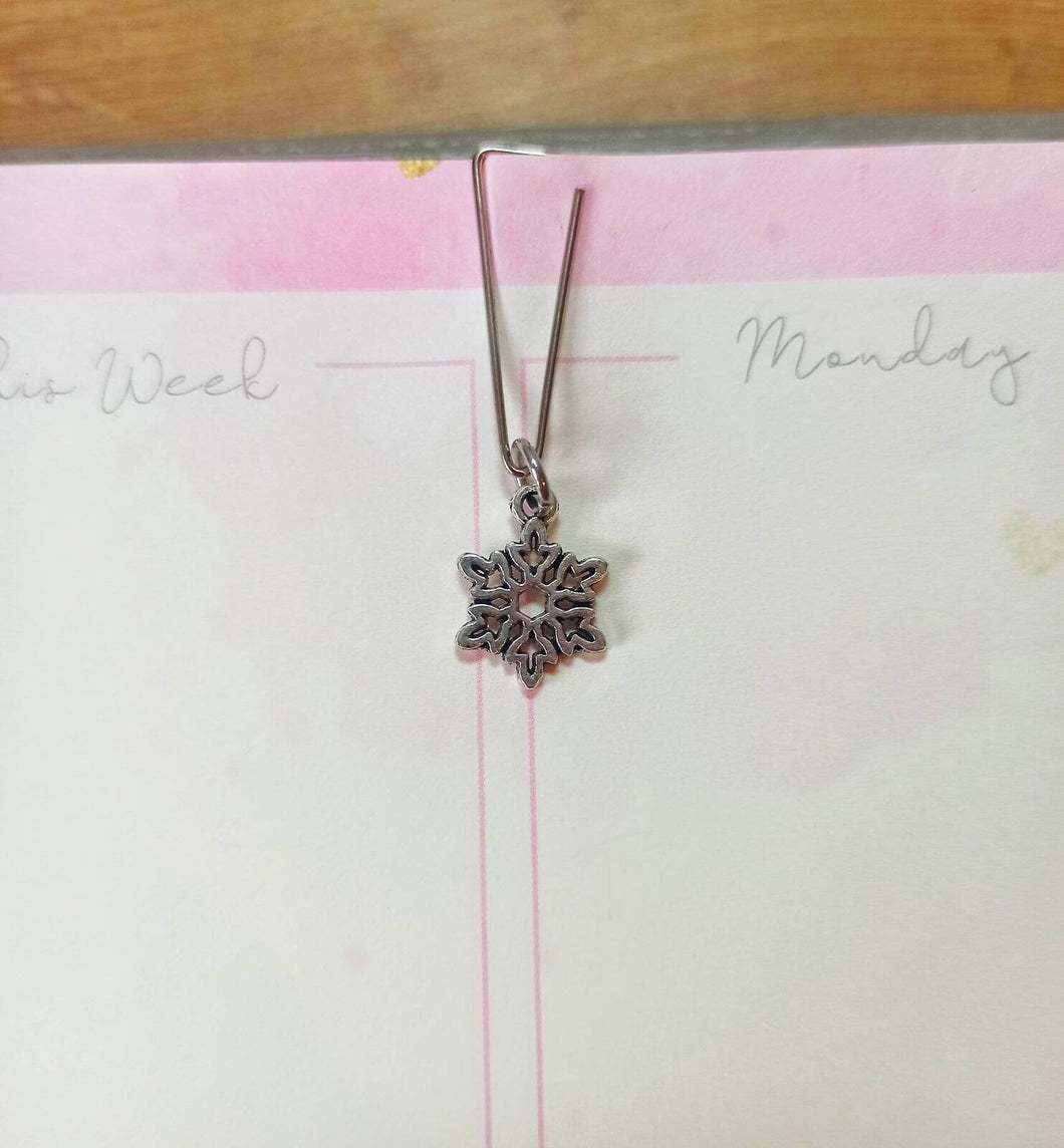 Minimal Silver Snowflake Planner Dangle Jewellery, Silver Winter Planner Charm,