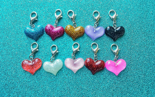 Heart Planner Charm// Glitter Stitch Marker// Valentines Charm