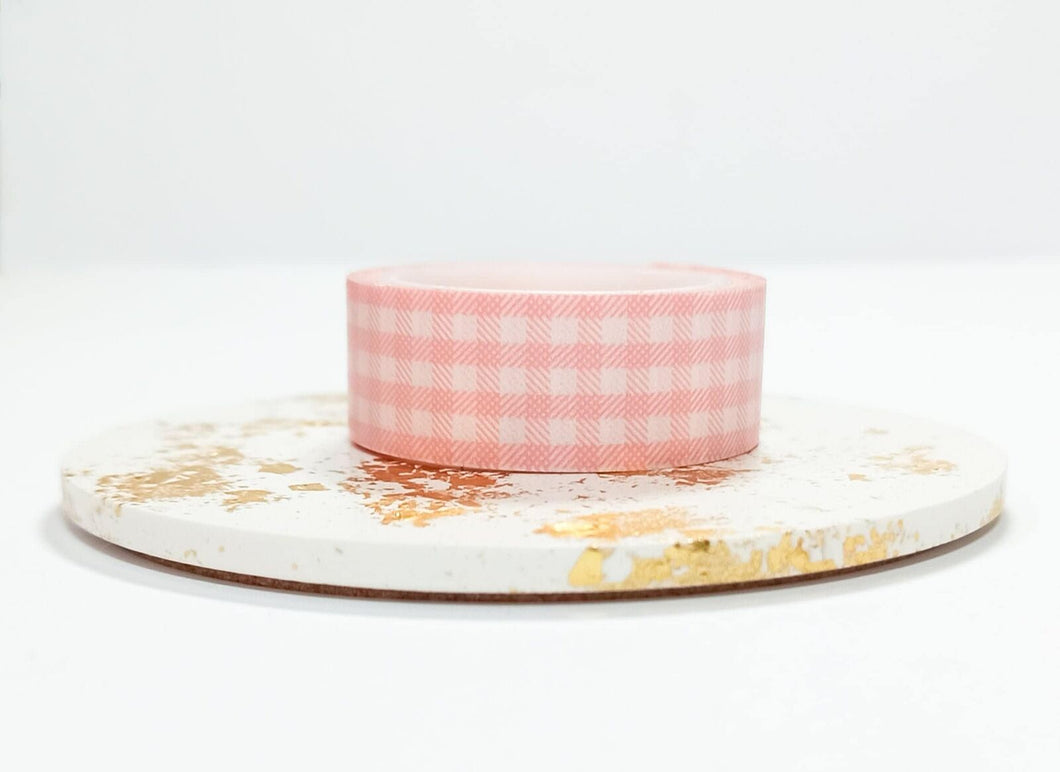 Baby Pink Gingham Washi Tape, Pale Pink Check Decorative Tape