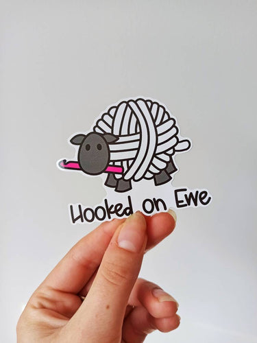 Hooked on Ewe Crochet Sheep Vinyl Decorative Sticker