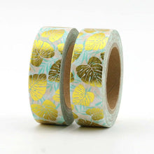 Load image into Gallery viewer, Minimal Gold Foil Monstera Leaf Washi Tape