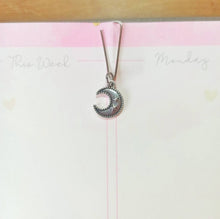 Load image into Gallery viewer, Minimal Silver Moon Planner Dangle Jewellery, Silver Crescent Moon Planner Charm