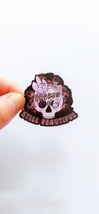 Black Broken is Beautiful Skull Decorative Sticker