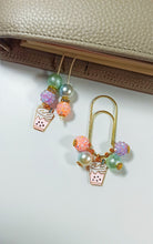 Load image into Gallery viewer, Pink Bubble Tea Planner Dangle Jewellery, Purple &amp; Green Planner Charm, Planner