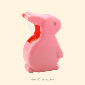 Pastel Rabbit Washi Tape Dispenser, Kawaii Washi Tape Holder (Colour: Pastel Red)