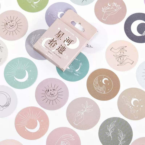 Pastel Celestial Sticker Flakes, Moon & Stars Decorative Journal Sticker Flakes