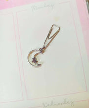 Load image into Gallery viewer, Minimal Silver Moon Planner Dangle Jewellery, Silver Crescent Moon Charm, Silver