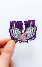 Load image into Gallery viewer, Purple F*ck You Skeleton Decorative Sticker