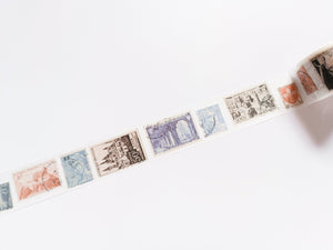 Vintage Style Postage Stamp Washi Tape,  30mm Retro Ephemera Decorative Tape