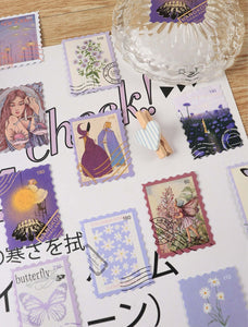 Purple Whimsical Stamp Journal Sticker Flakes