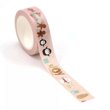 Load image into Gallery viewer, Pink Foiled Christmas Penguin Washi Tape