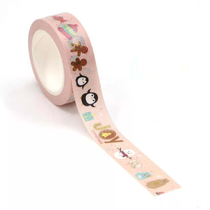 Pink Foiled Christmas Penguin Washi Tape