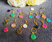 Load image into Gallery viewer, Gold Faux Druzy Stitch Marker Set