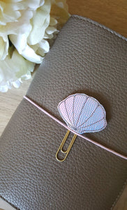 Holographic Shell Planner Clip, Shell Feltie Clip, Holographic Planner Jewellery