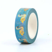 Load image into Gallery viewer, Gold Foil Swan Washi Tape, Blue and Gold Bird Decorative Tape