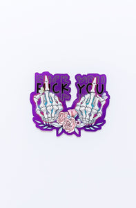 Purple F*ck You Skeleton Decorative Sticker