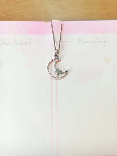 Minimal Silver Moon Planner Dangle Jewellery, Silver Crescent Moon Charm, Silver