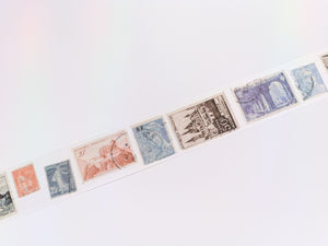 Vintage Style Postage Stamp Washi Tape,  30mm Retro Ephemera Decorative Tape
