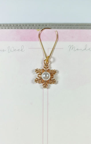 Minimal Gold Winter Planner Dangle Jewellery, Gold Snowflake Planner Charm, Plan