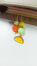 Load image into Gallery viewer, Yellow Taco Planner Dangle Jewellery, Orange &amp; Green Planner Charm, Planner Tail
