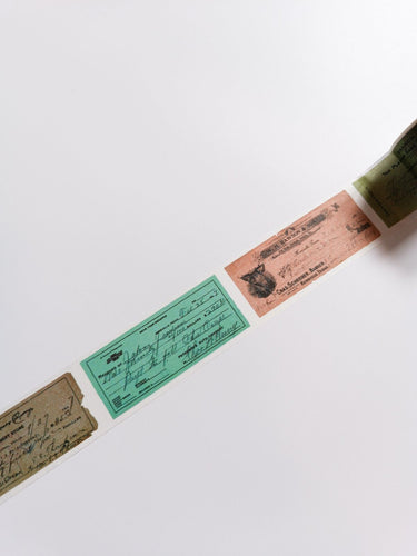 Vintage Style Cheque Washi Tape,  30mm Retro Ephemera Cheque Decorative Tape