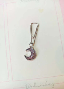 Minimal Silver Moon Planner Dangle Jewellery, Silver Crescent Moon Planner Charm