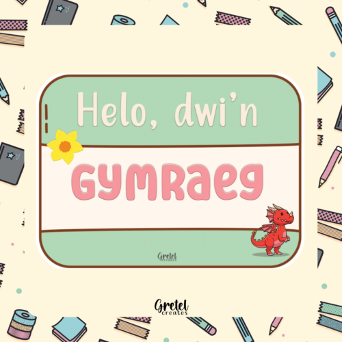 Helo, dwi'n Gymraeg - Gwyrdd - Sticer Cymraeg - Matte Decorative Vinyl Die Cut S