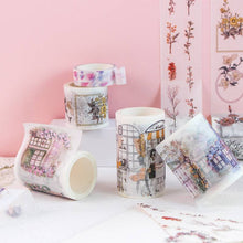 Load image into Gallery viewer, Cottagecore Floral Town Wide Washi Tape