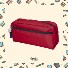 Load image into Gallery viewer, A Red Back to School Japanese Stationery Bundle pencil case with a zipper on it from GretelCreates.