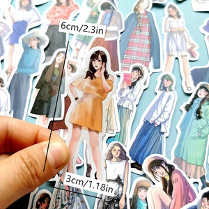 Retro Fashion Girl Die Cut Sticker Flakes