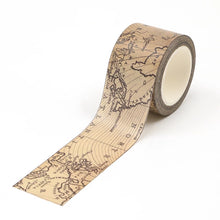Load image into Gallery viewer, A roll of Wide Vintage Style Map Washi Tape, Retro Map Decorative Journal Tape by GretelCreates.