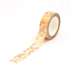 gold foil pine tree washi tape, pink & gold foil tree decorative planner tape