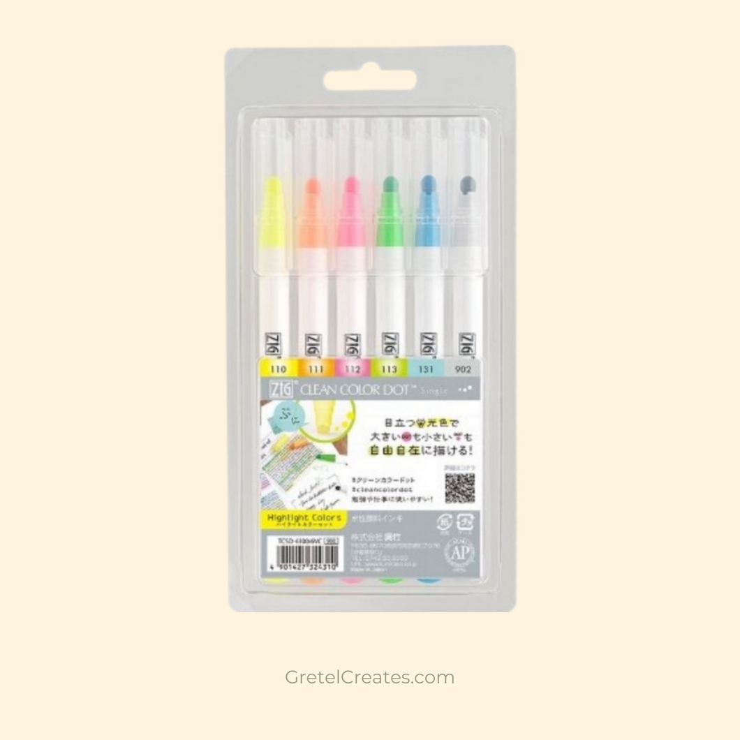 kuretake zig clean color dot pen sets highlighter colours