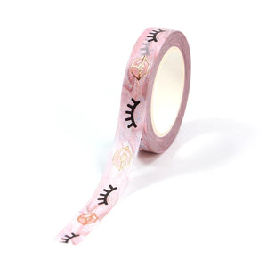 rose gold foil lips & eyelash washi tape, copper valentine's love decorative tape