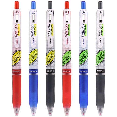 Five different colored Zebra Mark On Gel Pens are shown on a white background.