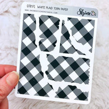 Load image into Gallery viewer, Shine Sticker Studio White Plaid Torn Paper Stickers