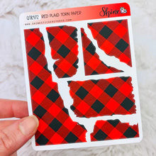 Load image into Gallery viewer, Shine Sticker Studio Red Plaid Torn Paper Stickers