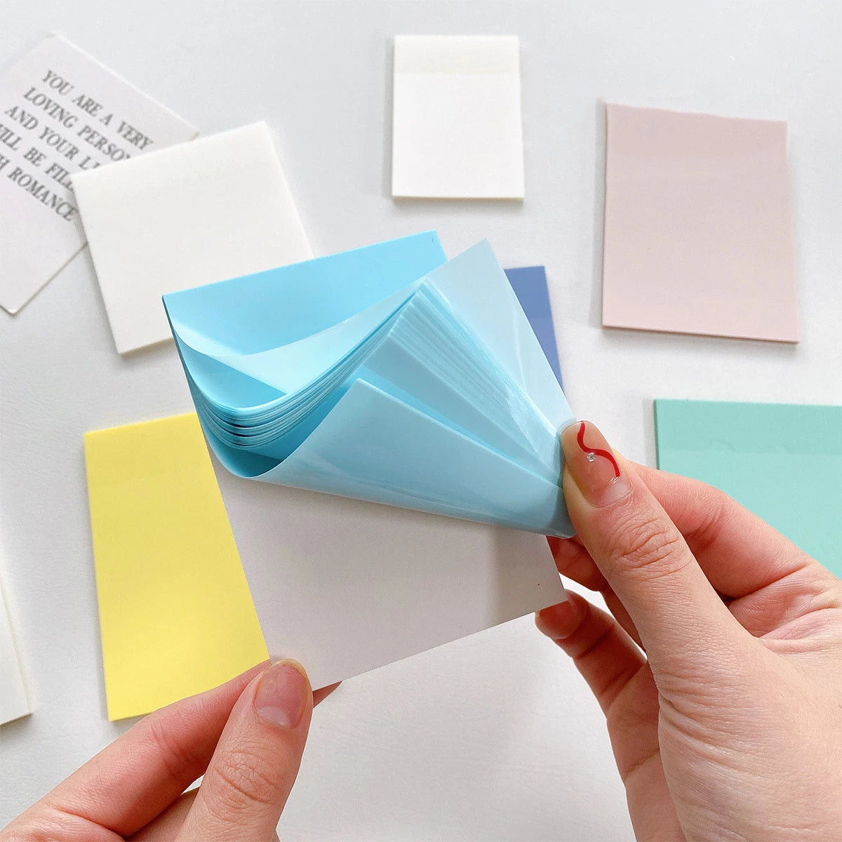 DiverseBee Pastel Transparent Sticky Notes, Cute Clear Sticky Tabs