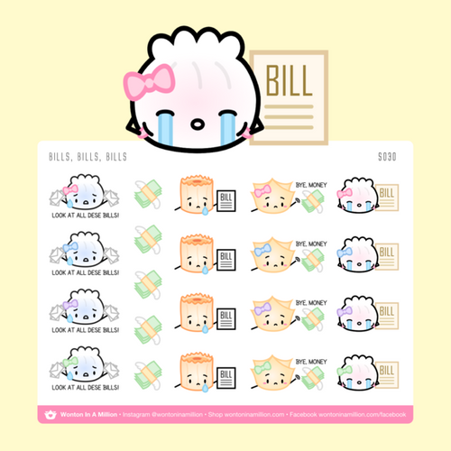 bills - wonton in a million sticker sheet