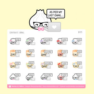 corporate email - wonton in a million sticker sheet