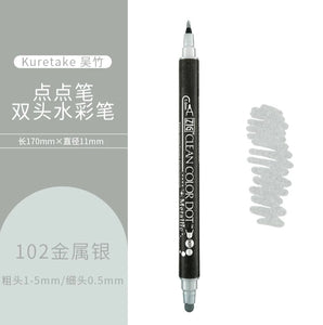 kuretake zig clean color dot metallic individual pens silver 102