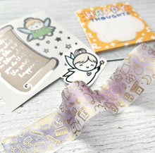 Load image into Gallery viewer, purple watercolor doodles 30mm washi tape - once more with love