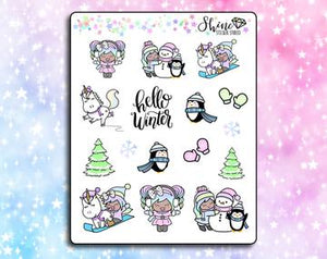 luna & star whimsical winter stickers