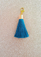 Load image into Gallery viewer, Teal Planner Charm, Teal Tassel Charm