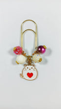 Load image into Gallery viewer, White Cat Planner Dangle Jewellery, Pink Heart Planner Charm, Planner Tails Bookmark