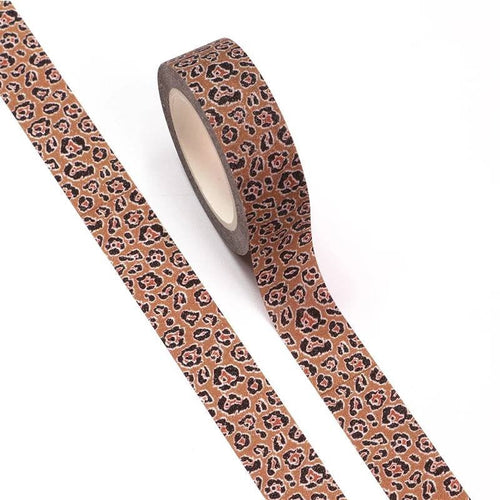 glitter leopard print washi tape, brown animal print decorative tape