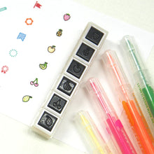 Load image into Gallery viewer, Kodomo No Kao Pochitto 6 Push Button Stamp - School Subjects - Japanese