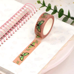 Foiled Green Moth Washi Tape