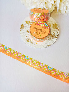 Orange Punch Washi Tape, Gold Foil National Costume Decorative Tape