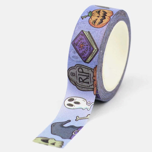 Purple Ghosts and Ghouls Washi Tape, Halloween Decorative Planner Tape